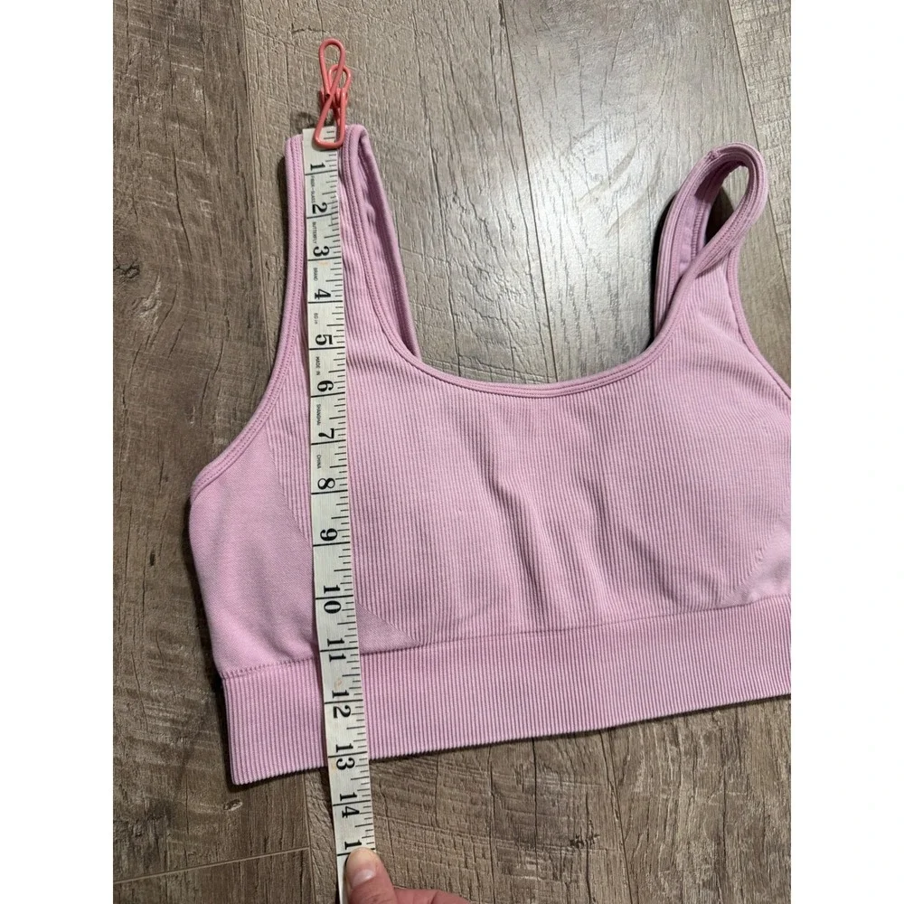 Ribbed Seamless Padded Sports Bra Lilac Purple Large XL